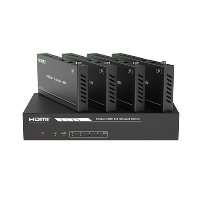 Splitter mas Extensor de Video | 1x4 | ProAV | HDBaseT™ | 120m en 4K@60Hz | 150m en 1080p@60Hz | Cat6/6a/7 | Gestión Avanzada EDID | Control IR y RS232 | PoC | Salida de Audio