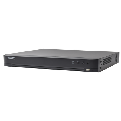 DVR 8 Megapixel / 16 Canales 4K TURBOHD + 16 Canales IP / 2 Bahía de Disco Duro / 4 Canales de Audio / 16 Entradas de alarma / Vídeoanálisis