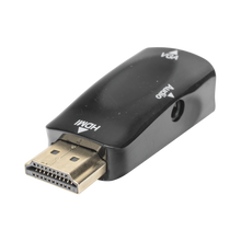 Adaptador (Convertidor) HDMI a VGA  / HDMI Macho a VGA Hembra / Resolución 1920x1080 @ 60Hz  / Adaptador de Audio de 3.5 mm / Chapado en Níquel