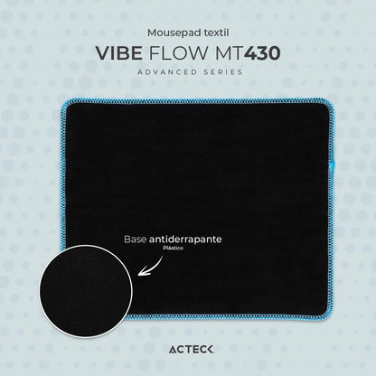 Mousepad Acteck Vibe Flow MT430 Azul Claro 26x21cm Superficie Plana Acabado Suave de Tela