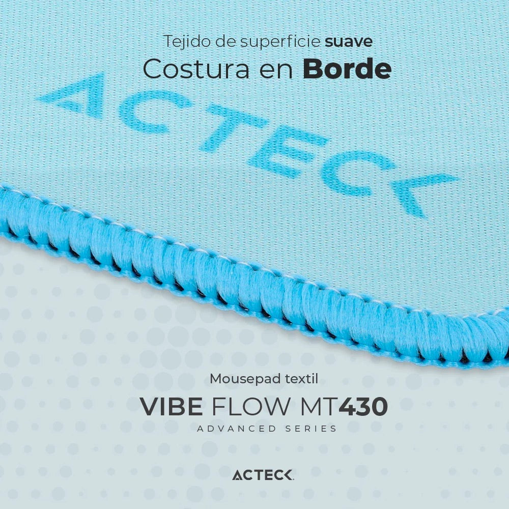 Mousepad Acteck Vibe Flow MT430 Azul Claro 26x21cm Superficie Plana Acabado Suave de Tela