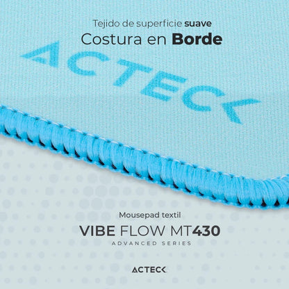 Mousepad Acteck Vibe Flow MT430 Azul Claro 26x21cm Superficie Plana Acabado Suave de Tela