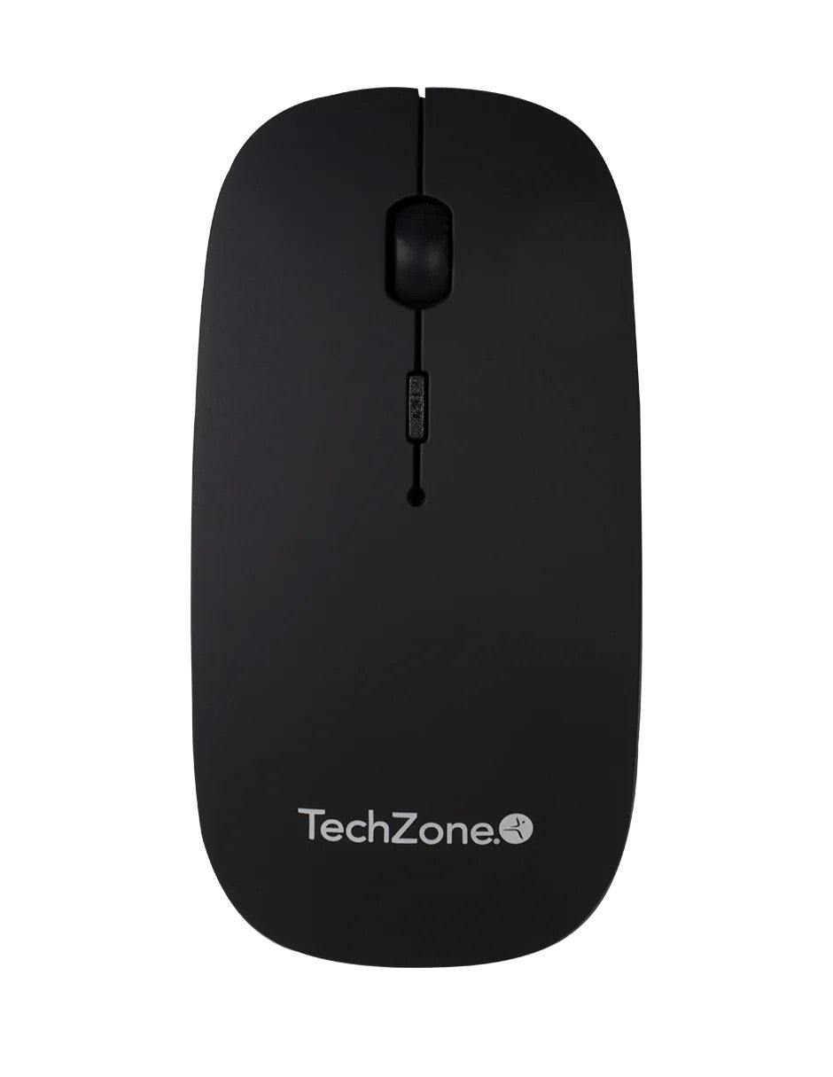 Mouse Techzone Inalambrico Recargable con mouse pad velocidad ajustabel 800  1200  1600 DPI Negro ultradelgado