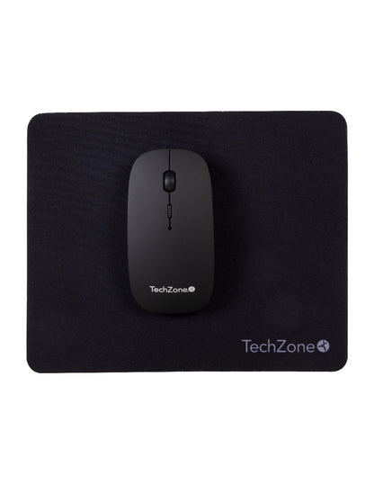 Mouse Techzone Inalambrico Recargable con mouse pad velocidad ajustabel 800  1200  1600 DPI Negro ultradelgado