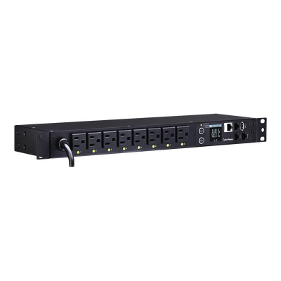 PDU Switchable por Toma, Para Distribución de Energía, Entrada 120 Vca NEMA 5-15P, Con 8 Salidas NEMA 5-15R, Horizontal 19in, 1UR