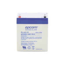 Batería 12 Vcc / 4.5 Ah / UL / Tecnología AGM-VRLA / Para uso en equipo electrónico Alarmas de intrusión / Incendio/ Control de acceso / Video Vigilancia / Terminales F1.