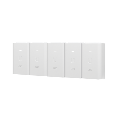 5 Unidades del Adaptador PoE Ubiquiti de 24 VDC, 1.0 A con puerto Gigabit, color blanco