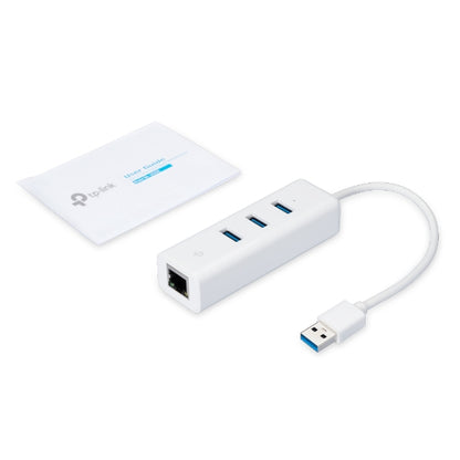 Adaptador 2-en-1TP-Link UE330 USB3.0 a RJ45 gigabit Ethernet con Hun de 3 puertos USB 3.0 plug and play