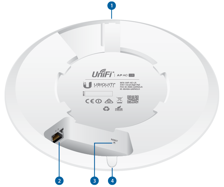 Access Point para interior Ubiquiti UAP-AC-LR UniFi Wi-Fi AC1300 1 puerto RJ45 gigabit 802.3af/A PoE pasivo MIMO 2x2 TX power 22 dBm