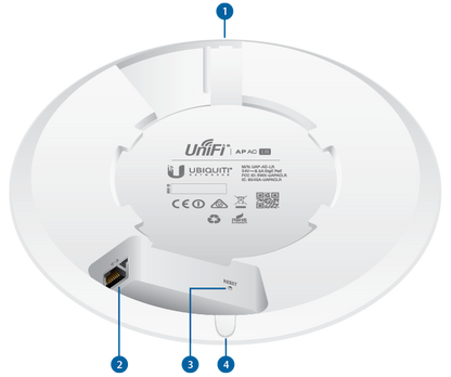 Access Point para interior Ubiquiti UAP-AC-LR UniFi Wi-Fi AC1300 1 puerto RJ45 gigabit 802.3af/A PoE pasivo MIMO 2x2 TX power 22 dBm