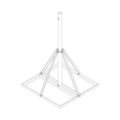 Base No Penetrante Base de 0.9 x 0.9 m con Mástil de 1.5 m x 2" diam. Ced.30 para Instalación de Antenas (HOT-DIP).
