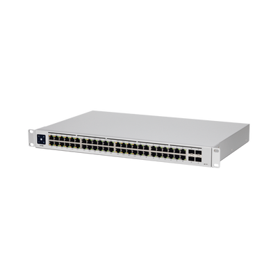 UniFi Switch USW-48-POE, Capa 2 de 48 puertos (32 puertos PoE 802.3af/at + 16 puertos Gigabit) + 4 puertos 1G SFP, 195W, pantalla informativa