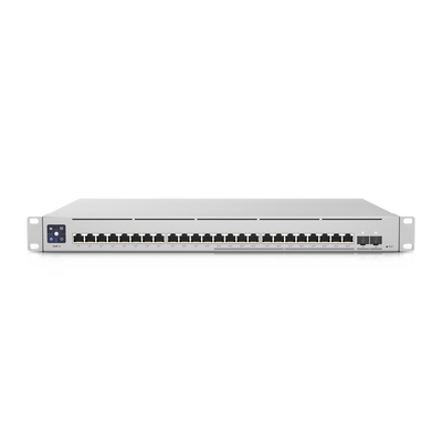 UniFi Switch Empresarial Capa 3 de 24 puertos PoE 802.3af/at (12 puertos 2.5G y 12 puertos 1G) + 2 puertos 1/10G SFP+, 400W, pantalla informativa