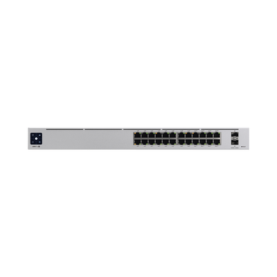 UniFi Switch USW-Pro-24-POE Gen2, con funciones capa 3, de 24 puertos PoE 802.3at/bt + 2 puertos 1/10G SFP+, 400W, pantalla informativa