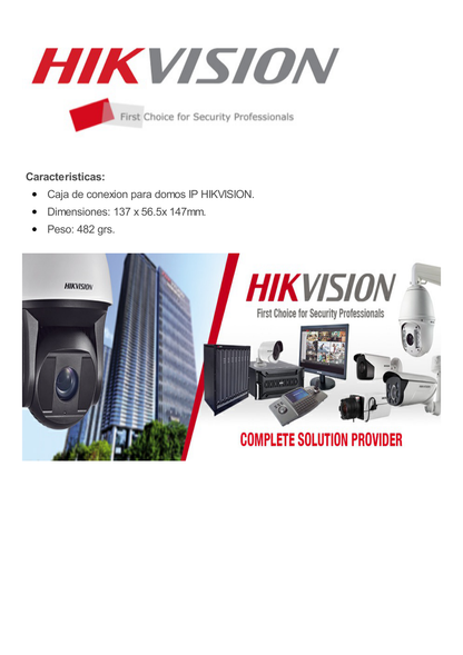 Caja de Conexión Inclinada para Domos HIKVISION