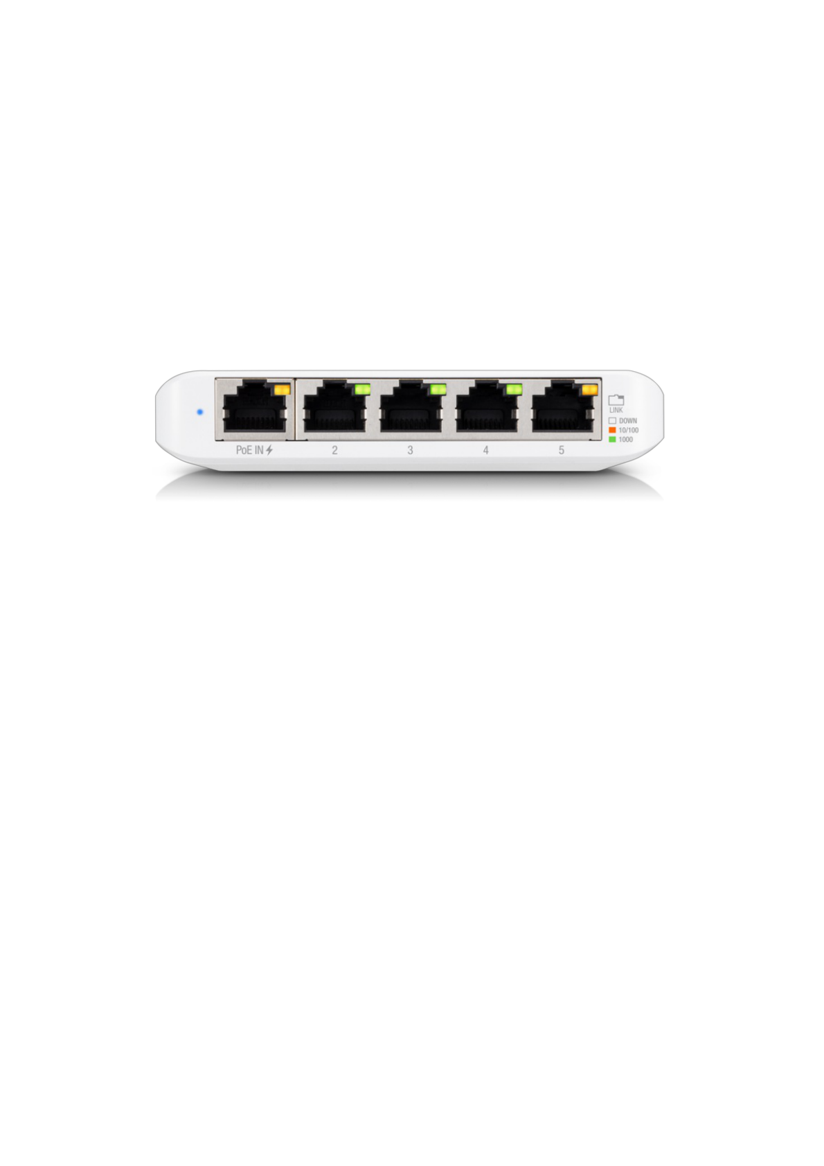 Switch UniFi Administrable Compacto de 5 Puertos 10/100/1000 Mbps, soporta entrada de PoE 802.3af/at