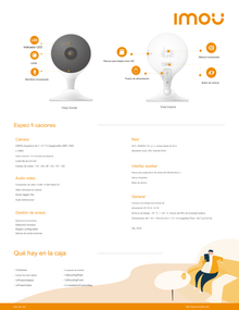 Cámara Imou IP Cue2 WiFi 2 MPX Lente 2.8mm IR 10 Mts Interior IPC-A26HIN-IMOU c/Audio y Sirena/ Detección de Humanos