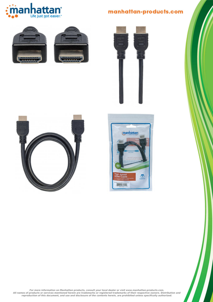 Cable Manhattan HDMI 2.0 1M Intramuro M-M p/Pared 4K@60Hz