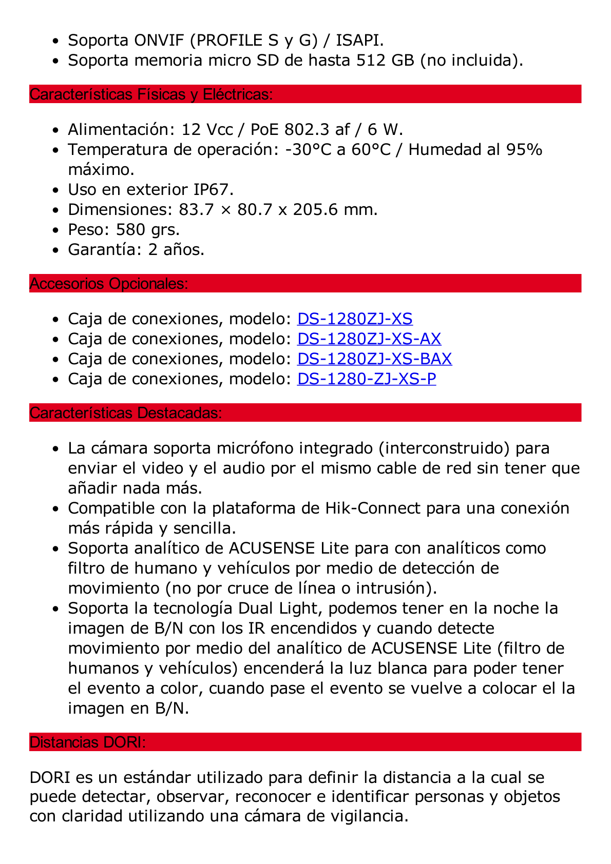 [Dual Light] Bala IP 4 Megapíxel / Lente 4 mm / 50 Mts IR + 50 mts Luz Blanca / ACUSENSE Lite (Detección de Humanos y Vehiculos) / Exterior IP67 / WDR 120 dB / PoE / ONVIF