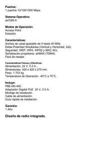 PowerBeam airMAX M5, larga distancia, frecuencia 5 GHz (5170-5875 MHz) con antena tipo plato de 25 dBi