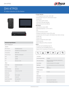 Kit Dahua DHI-KTP03ip videoportero monitor 7 pul switch 4 puertos PoE frente de calle ip65