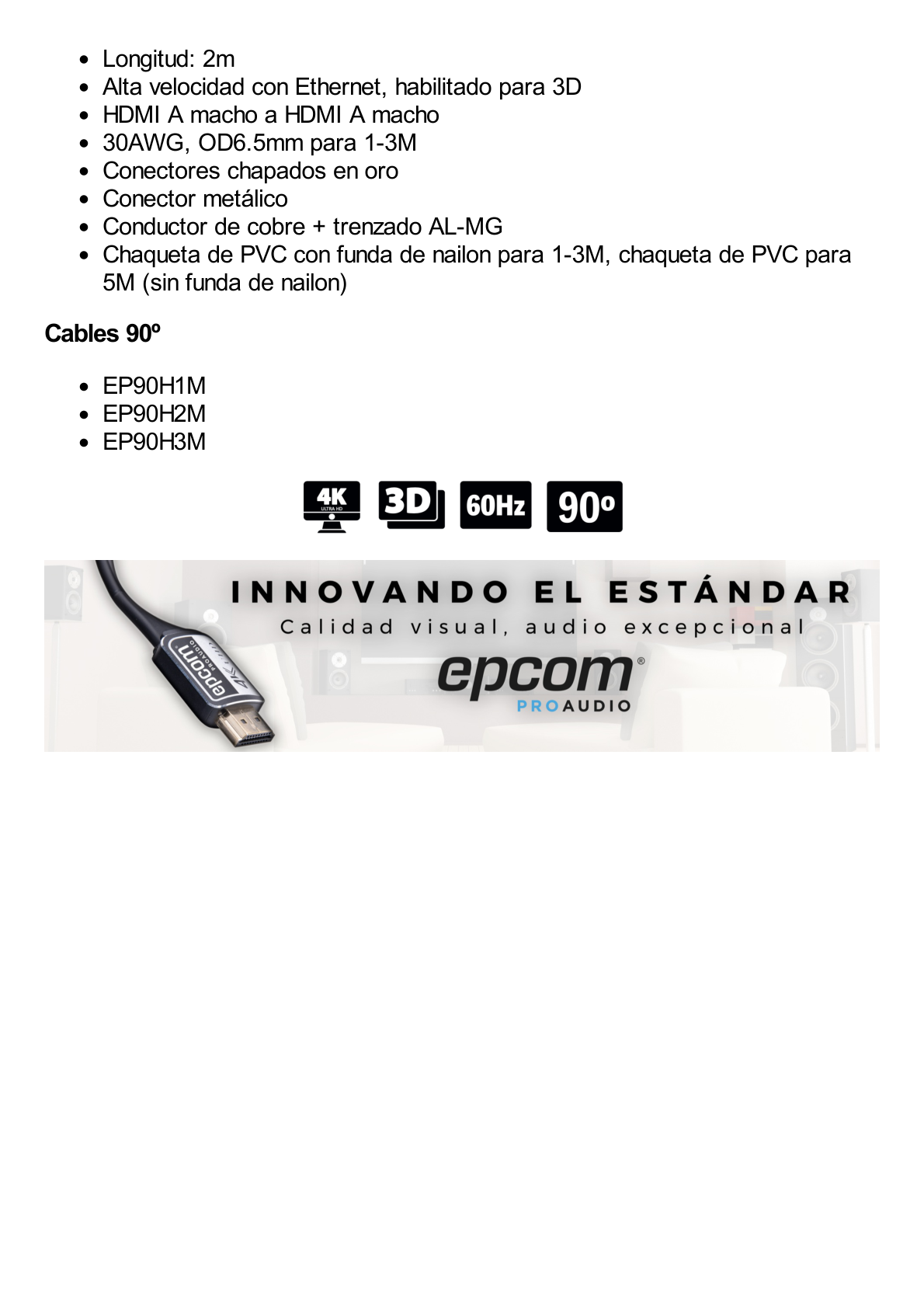 Cable HDMI Angulo 90º| 2m | Alta Definición | Version 2.0 | Alta velocidad 18Gbps | 4K@60Hz |