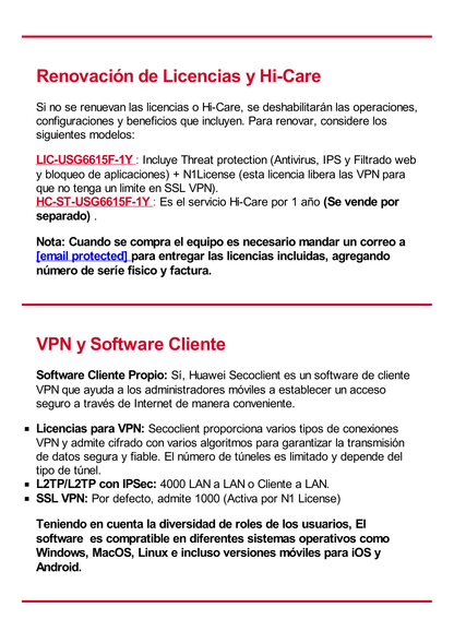 Firewall HUAWEI HiSecEngine de 15 Gbps para Empresas Grandes. Incluye Licencias por 1 Año de Threat Protection (AV, IPS, URL) y Licencia N1