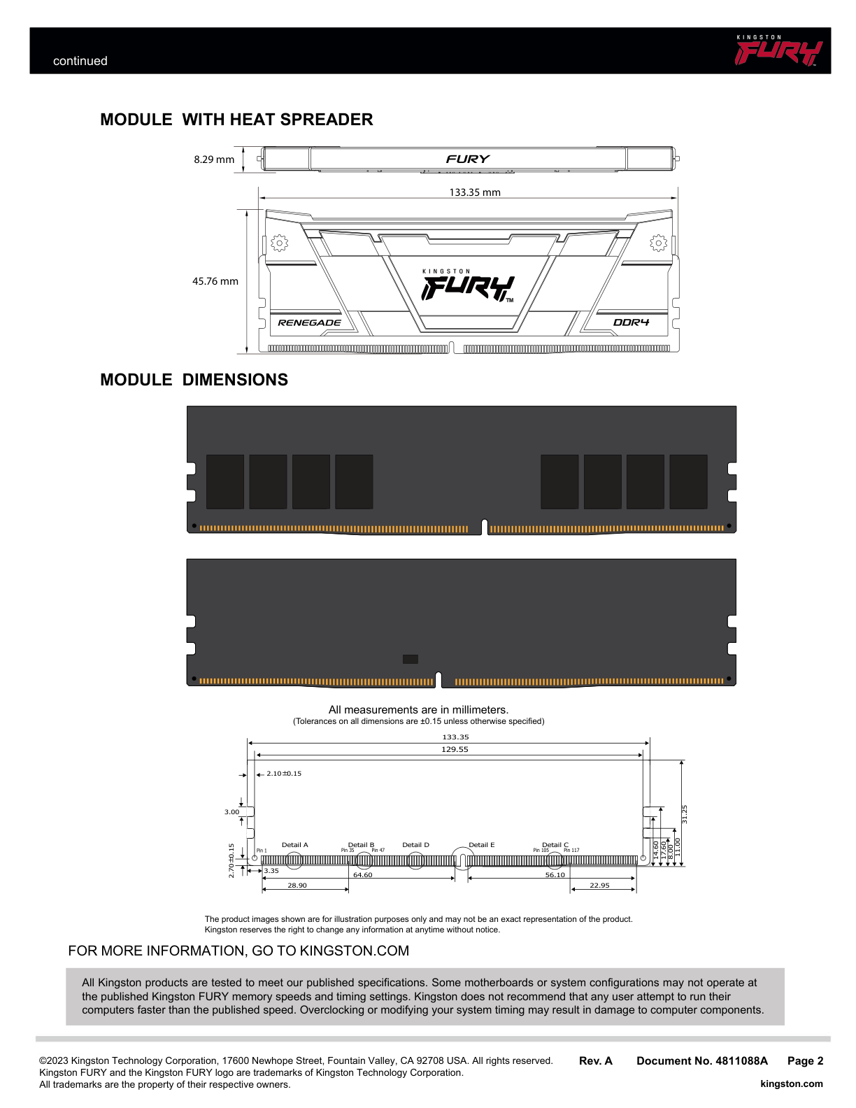 Memoria  Kingston 8GB DDR4 3600Mhz Fury Renegade RGB