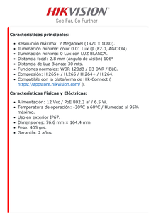 [Dual Light + ColorVu] Domo IP 4 Megapixel / Lente 2.8 mm / 30 mts IR + 30 mts Luz Blanca / Micrófono Integrado / ACUSENSE Lite / Exterior IP67 / IK08 / WDR 120 dB / PoE / Micro SD / ONVIF