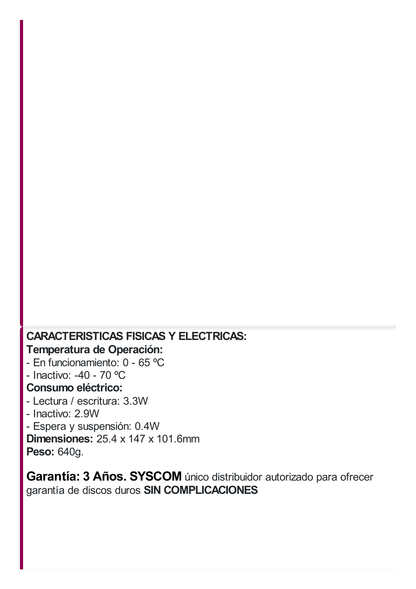 Disco Duro PURPLE de 2TB / 3 AÑOS DE GARANTÍA / Para Videovigilancia