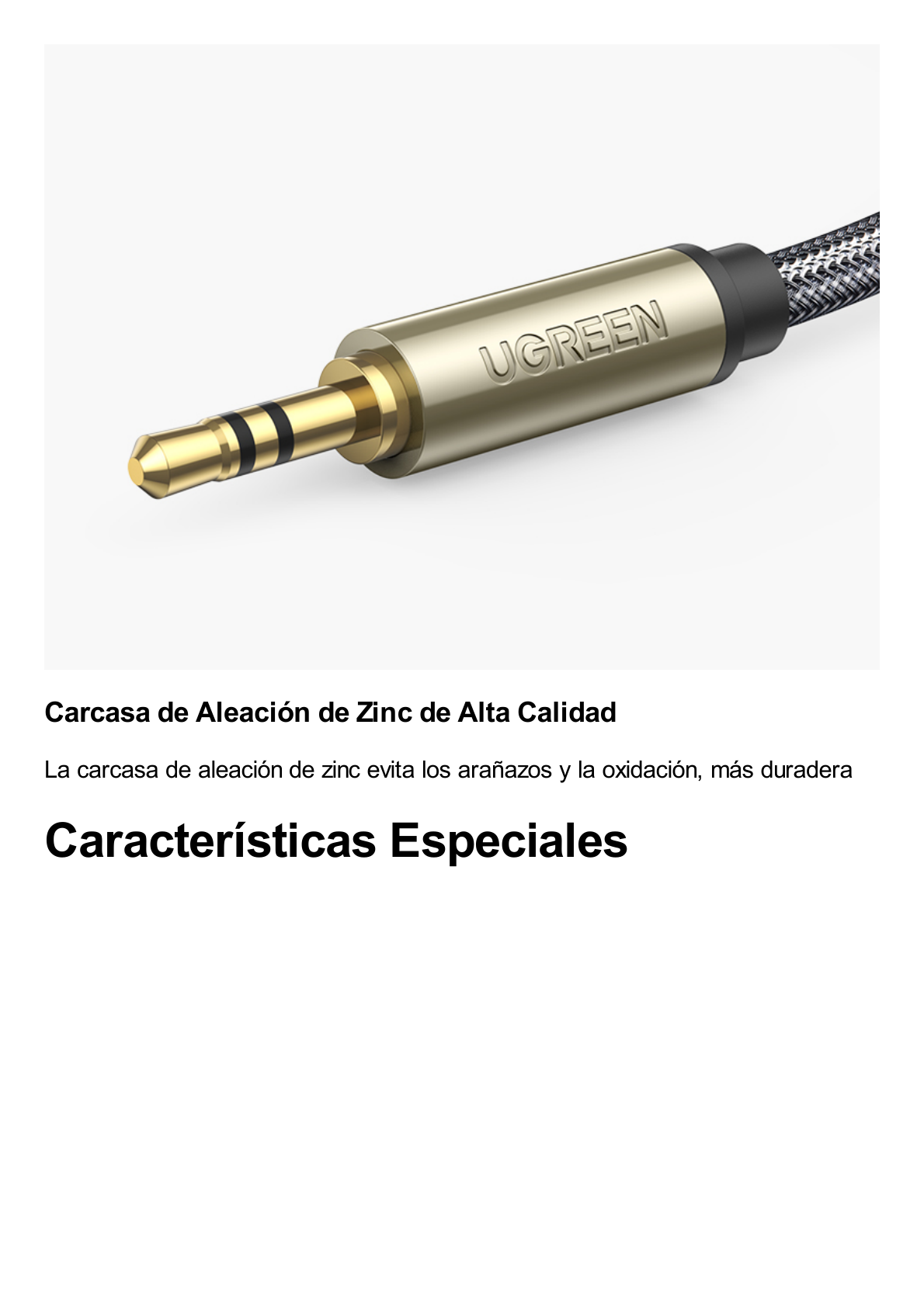 Cable Audio Estéreo 3.5mm (1/8") TRS a 6.35mm (1/4") TS / 1 Metro / Audio de Hi-Fi / Trenza de Nylon / Blindaje Múltiple / Caja de Aleación Zinc / Núcleo de Cobre Puro / Compatibilidad Universal