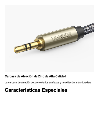 Cable Audio Estéreo 3.5mm (1/8") TRS a 6.35mm (1/4") TS / 1 Metro / Audio de Hi-Fi / Trenza de Nylon / Blindaje Múltiple / Caja de Aleación Zinc / Núcleo de Cobre Puro / Compatibilidad Universal