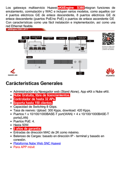 Router Multi-Servicio / 1 puerto 10/100/1000 Mbps(WAN) / 4 puertos 10/100/1000 Mbps(LAN) PoE / 50W / Rendimiento 1 Gbps / Controla hasta 32 APs / Hasta 150 Clientes / Administración Nube Gratis