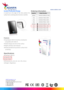 HD EXT 1TB ADATA 2.5 USB 3.0 SLIM AHV620S-1TU3-CBK NEGRO