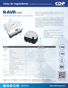 Regulador CDP R-AVR1808 1800VA/1000W 8 NEMA 5-15R (4 + 4 con AVR) protección fax  módem y DSL indicadores LED