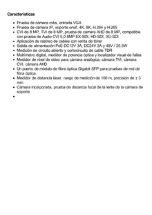 Probador de Vídeo  y OTDR / Pantalla LCD de 7" / IP ONVIF / 8MP TVI + 8MP CVI + 8MP AHD + SDI/EX‐SDI + Cable TDR / Prueba de Red de Fibra Óptica