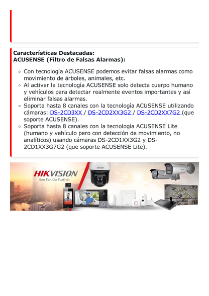 NVR 4 Megapixel (Compatible con Cámaras ACUSENSE) / 8 canales IP / 8 Puertos PoE /1 Bahía de Disco Duro / Salida de Vídeo Full HD