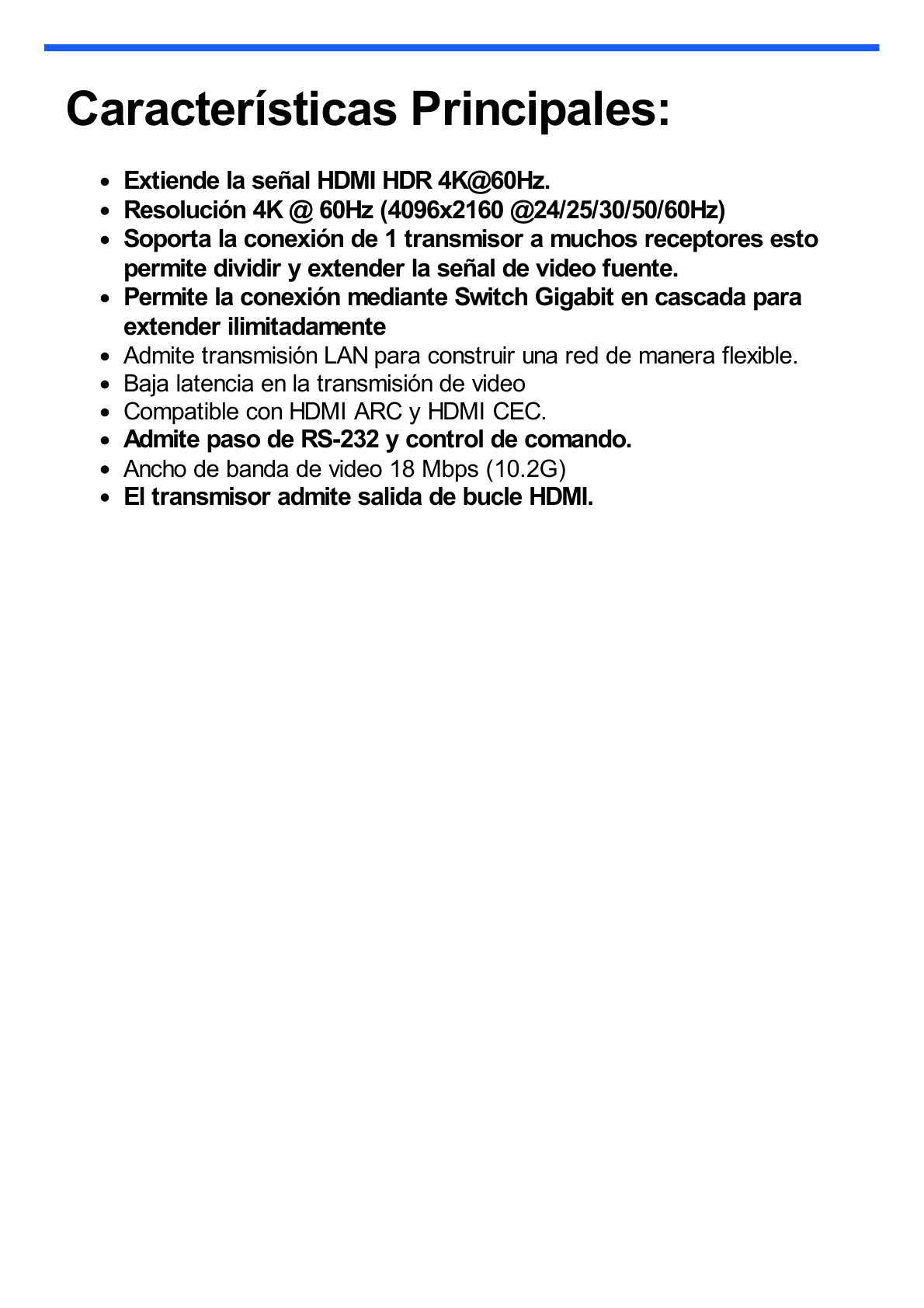 KIT EXTENSOR HDMI 4K@60HZ sobre IP GIGABIT / IPCOLOR / 100m en Conexión Uno a Uno /  Salida Loop / IR Bi-Direccional / RS232 / ARC / CERO LATENCIA / Soporta conexión Uno a Muchos/Switch en Cascada