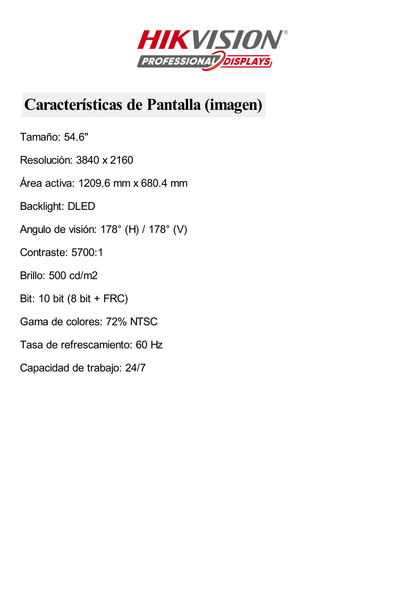 Pantalla de 55" 4K para Publicidad Digital / Base para Piso (Totem) / Puertos USB / Entrada de Video HDMI y VGA /  WiFi / Altavoz Integrada