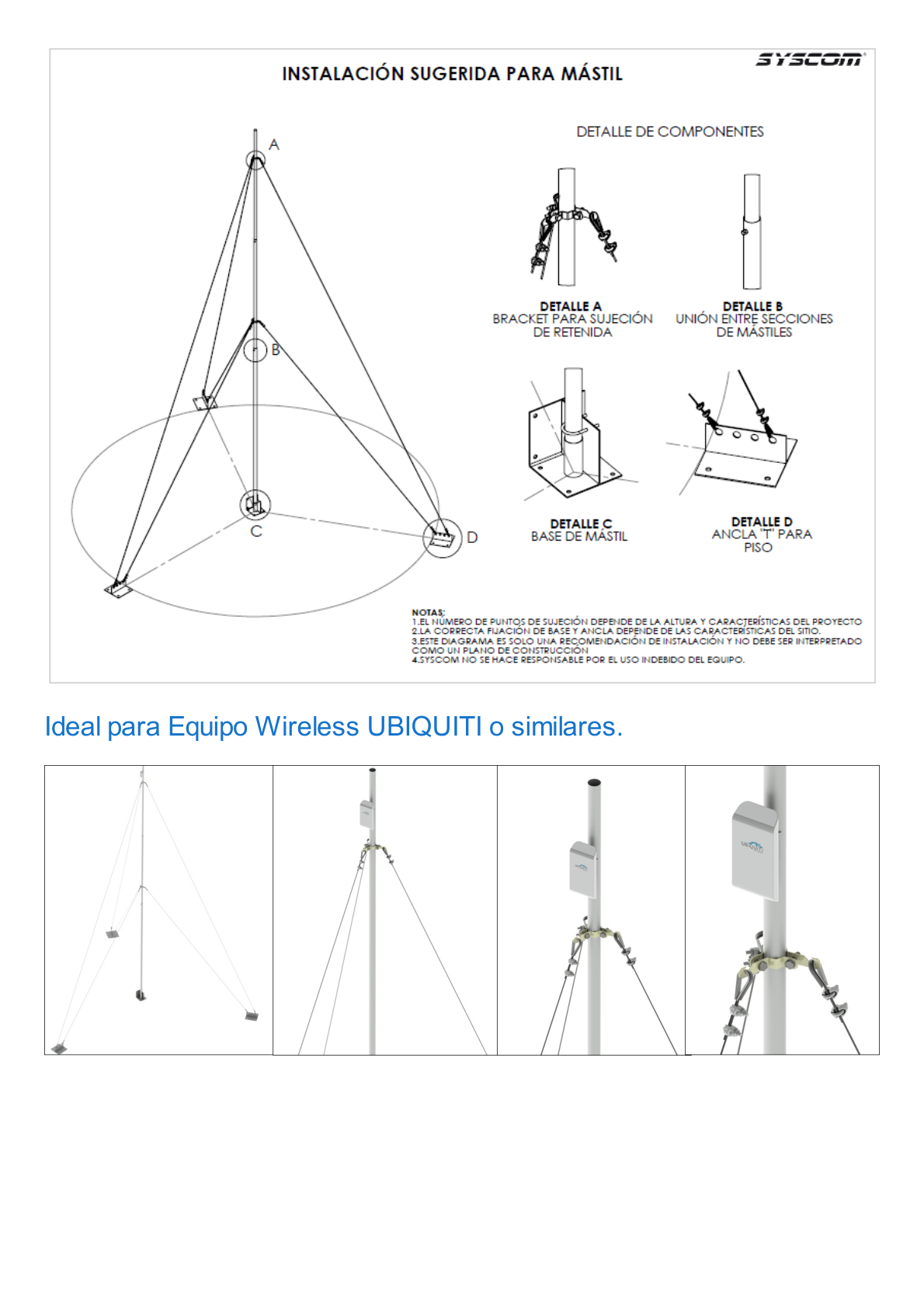 Mástil Telescópico de 12 m. (Requiere accesorios de Instalación)