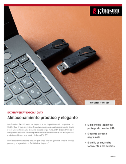 Memoria Kingston 128GB USB 3.2 Exodia Onyx DataTraveler Negro