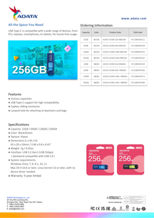 Memoria ADATA 128GB USB-C CHOICE UC300 3.2 Azul marino con Azul claro ACHO-UC300-128G-RNB/BU