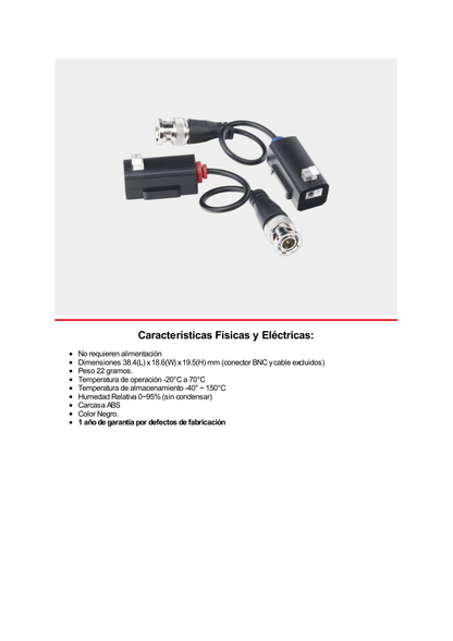 Kit de Transceptores (Baluns) con Terminal PUSH SUPERIOR PIG TAIL en ambos conectores, Resolución 4K , Cable flexible COAXIAL Blindado / COAXITRON / AUDIO POR COAXITRON /Conector 100% COBRE / Calidad PREMIUM