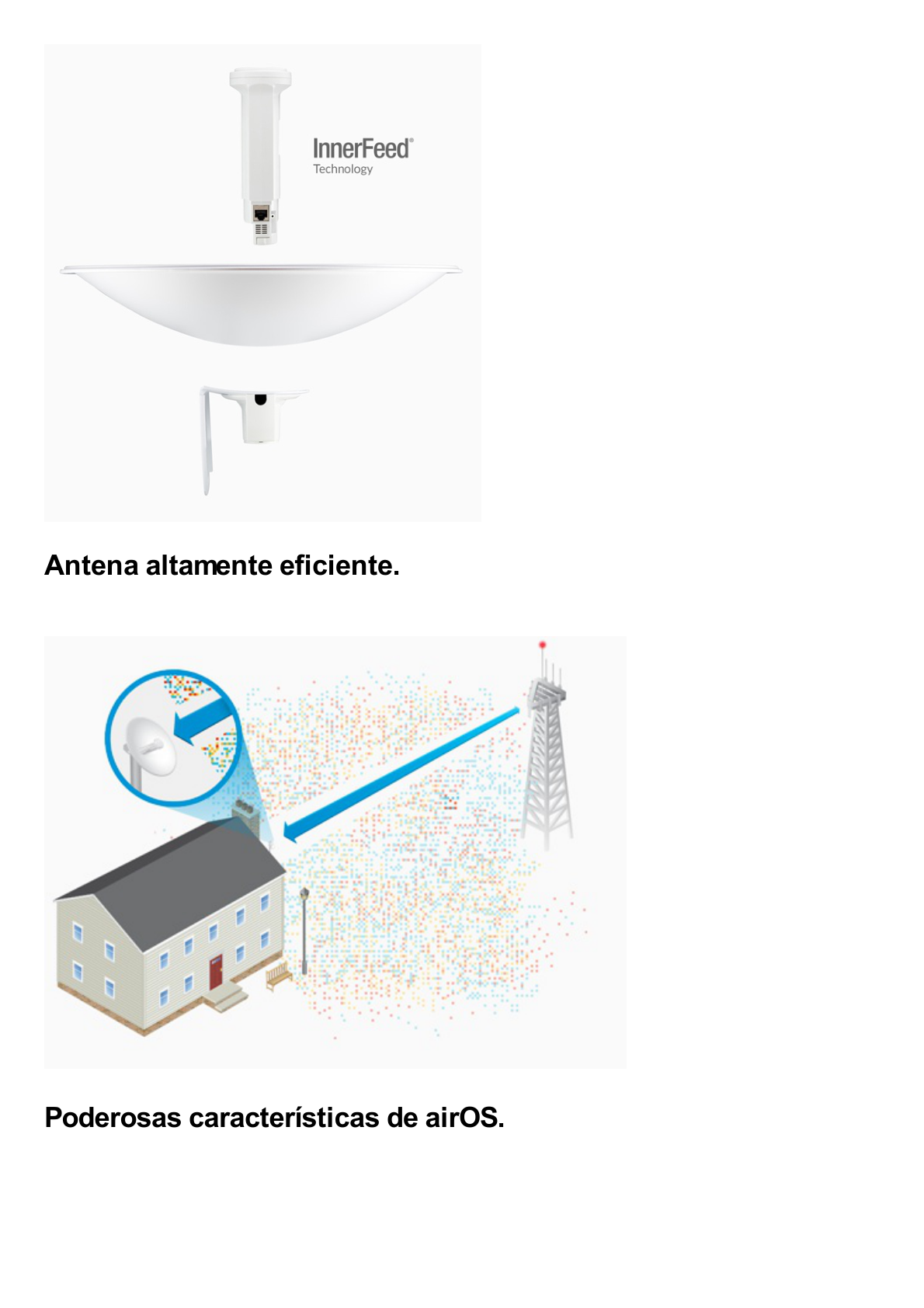 PowerBeam airMAX M5, hasta 150 Mbps, frecuencia 5 GHz (5170-5875 MHz) con antena tipo plato de 22 dBi