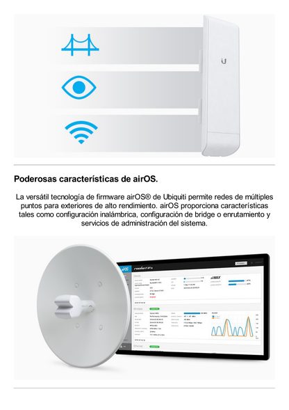 NanoStation airMAX locoM5 CPE,  hasta 150 Mbps, frecuencia 5 GHz (5170-5875 MHz) con antena integrada de 13 dBi