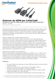 EXTENSOR DE VIDEO MAHATTAN HDMI 30M VIA CAT5E/CAT6