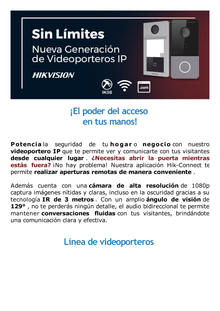 Videoportero IP 2 Megapixel / Llamada y Apertura Remota desde App Hik-Connect / PoE / Exterior IP65 + Antivandalico IK08 / 4 Departamento / Apertura con Tarjeta / Soporta 2 Puertas y hasta 6 Monitores