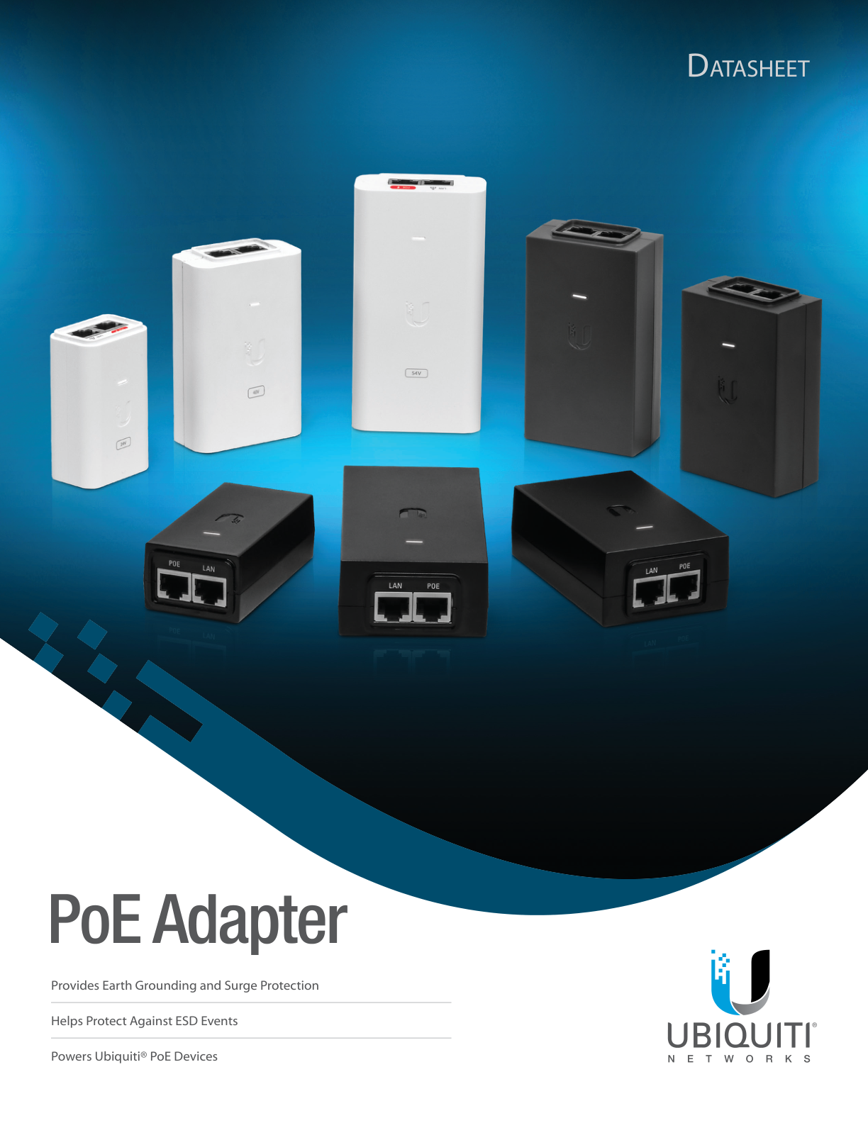 Adaptador PoE UbiquitiU-POE-AT 48 VDC a 0.65A) hasta 30W de PoE+ (compatible U6 LR y U6 Pro) puerto Gigabit ideal para equipos UniFi