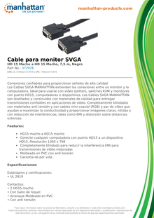 CABLE MANHATTAN PARA MONITOR SVGA 7M M-M