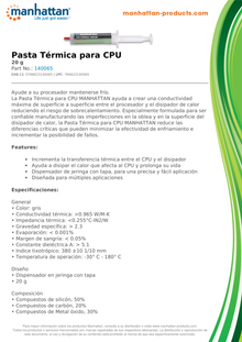 PASTA TERMICA Manhatan PARA CPU (JERINGA) 20G